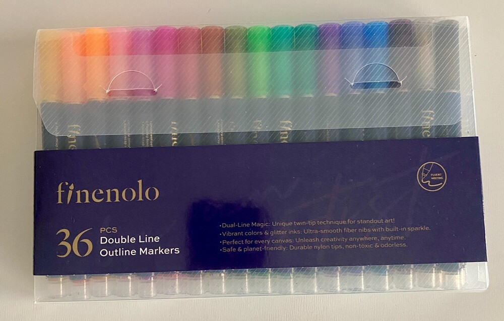 Emendo 36pc Double Line Outline Markers Glitter Metallic Art Pens New